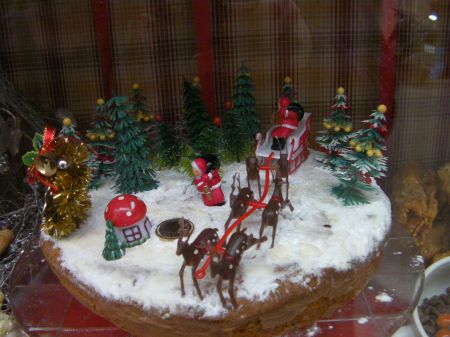Christmas Cake cake decorated with Santa's sleigh and reindeer