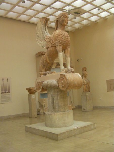 sphinx statue inside a museum