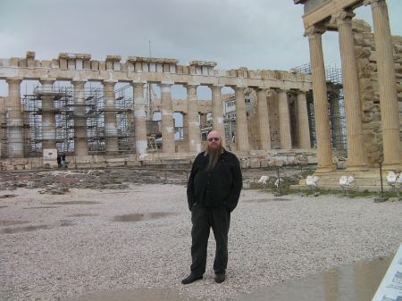 DaddyBird my husband standing in front of the Parthenon