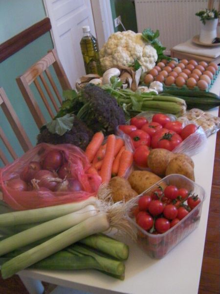 table full of vegetables
