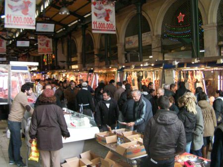 crowded meat market