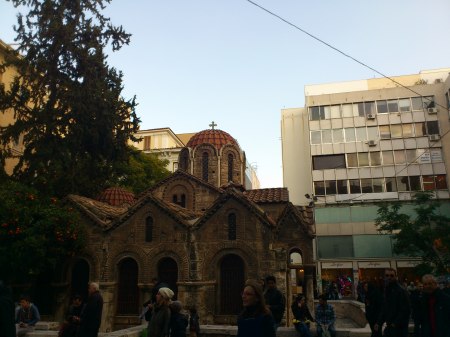Church ancient church nestled among newer buildings