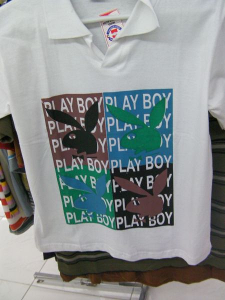 T-Shirt 4 playboy bunny images over the words 'playboy'