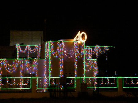 Fujairah Municipal Building building draped in multi-colored lights