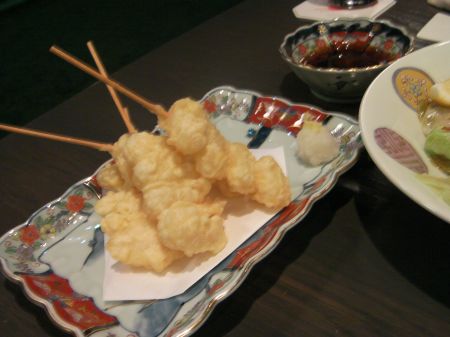 Tempora oyster meat tempora on skewers