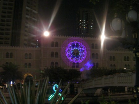 Al Qasbah Laser Show laser show on the side of a building