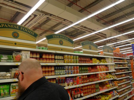 ethnic food sections - japanese, thai, mexican, russian