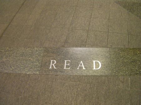 Read flooring that states "read"