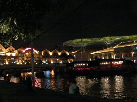 Clarke Quay riverside lined with restaurants