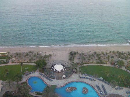 View from above view from top floor of pool and beach