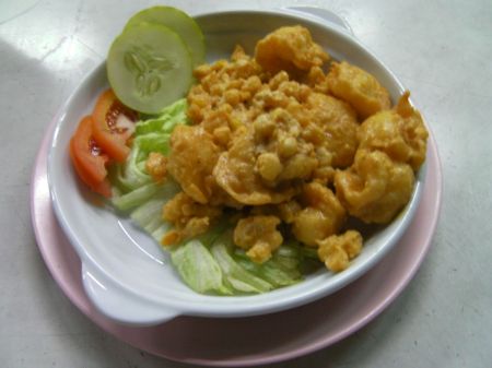 prawns covered in salted egg and deep fried