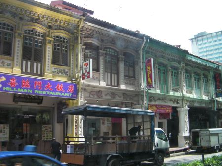colorfully painted two story buildings