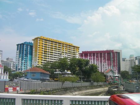 colorfully painted high rise apartment buildings
