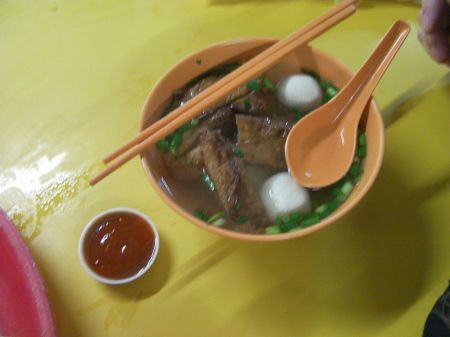 soup with fish balls and tofu