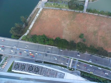 view of the road below from the observation deck