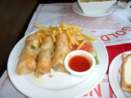 plate of three spring rolls