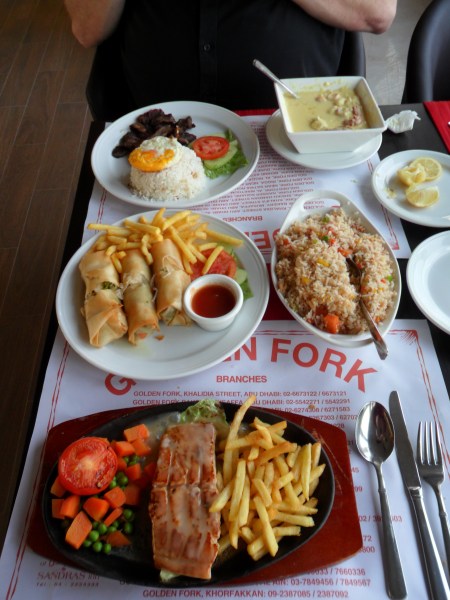 grilled salmon, fried rice, tapsilog