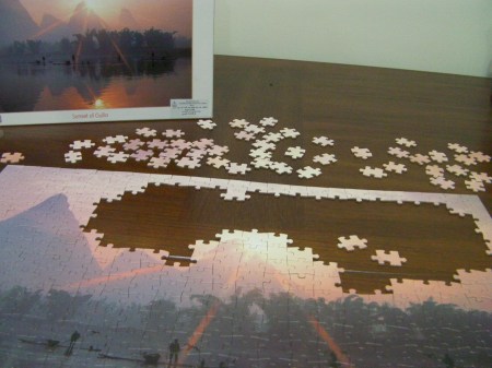 Sky Pieces puzzle almost done, except for the sky section