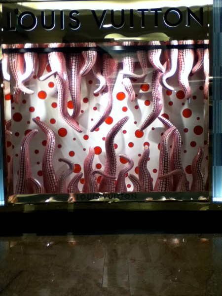 Louis Vuitton Display red and white polka dot tentacles