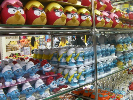 Smurfs and Angry Birds ceramic smurfs and red birds