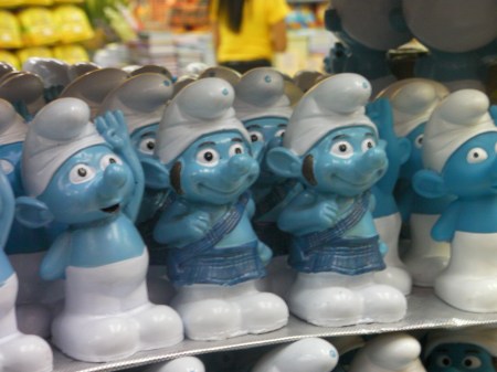 Smurf in a Kilt ceramic smurfs with sideburns and wearing kilts