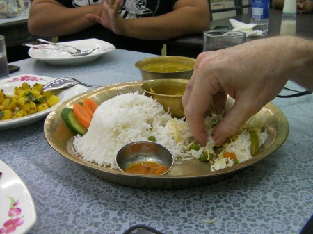 Vegetable Rice rice, vegetable curry, lentil soup