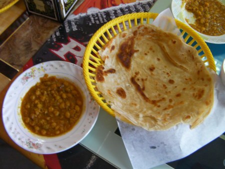 Paratha and Chana flat bread and chick pea curry