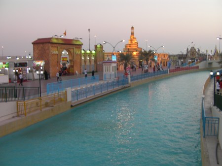 artificial canal and pavilions