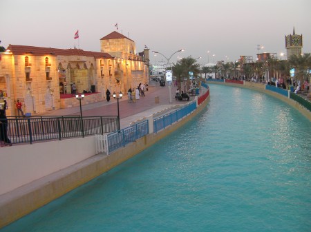 artificial canal and pavilions