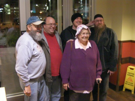 five people, parents and sons