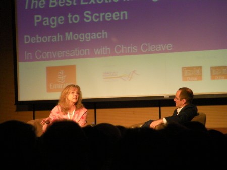 two people on a stage