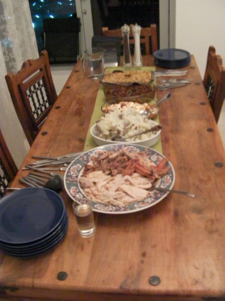 table full of food