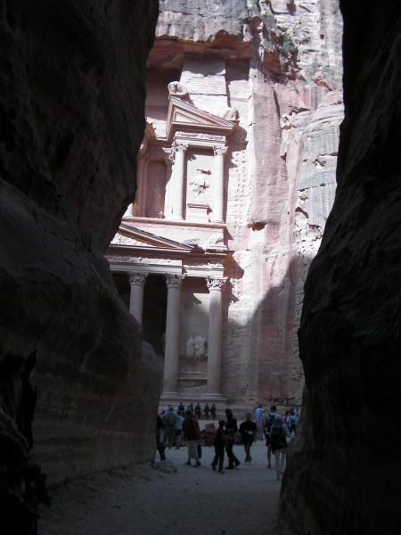 first view of the Treasury of Petra from the siq