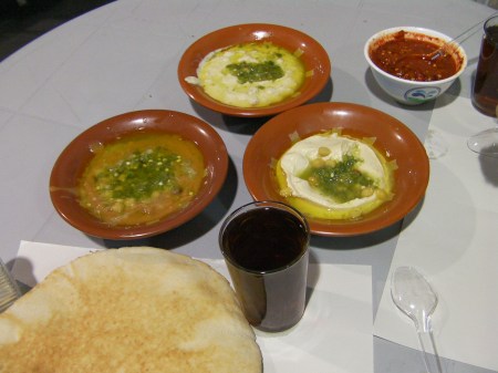 three bowls of food