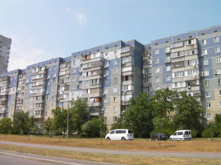 Soviet style apartment buildings