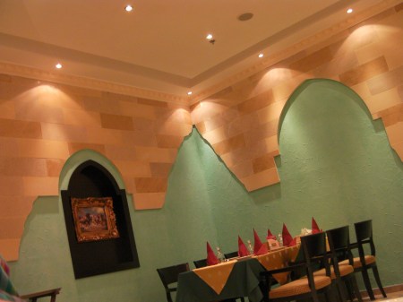 restaurant decor simulating ruins