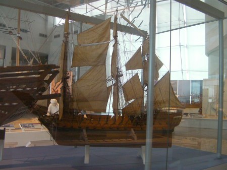 small wooden model of a galleon