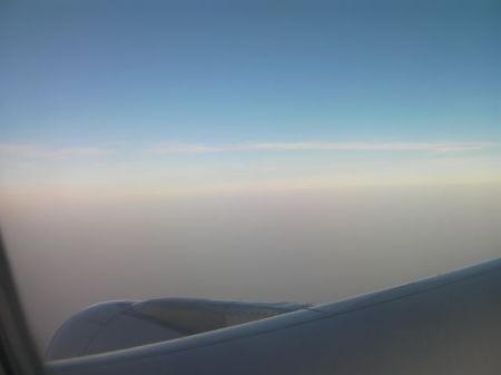 brown haze out the airplane window