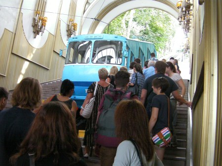 steep hillside rail car
