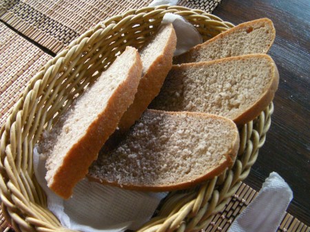 light brown bread slices in a basket