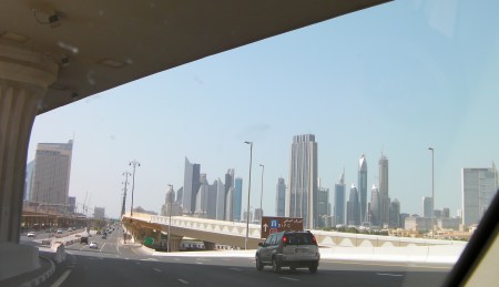 approaching Dubai Mall and Sheikh Zayed Road