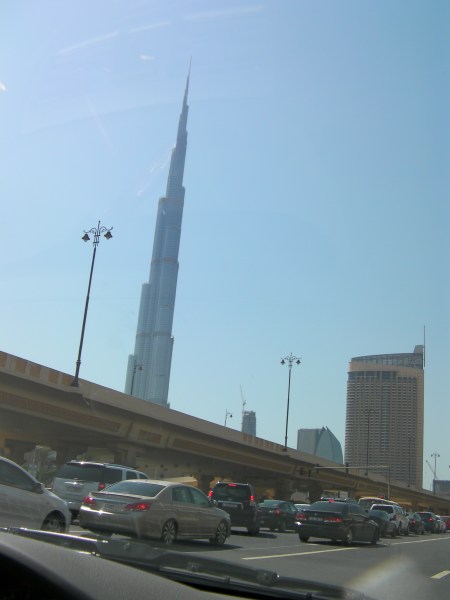 view of the tallest building in the world from the street below