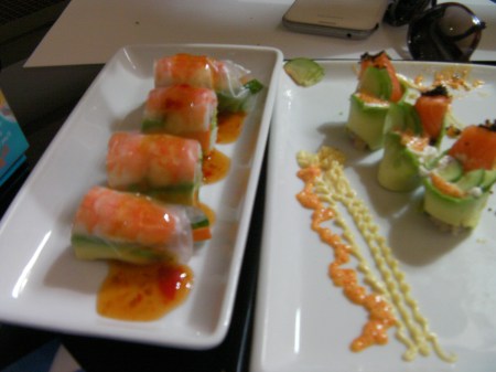 shrimp, cucumber, rolled in rice wrapper