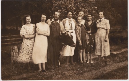 eight people and one cow