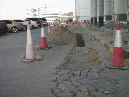 trench across parking lot
