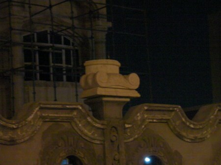 close up of upside down ionic capital