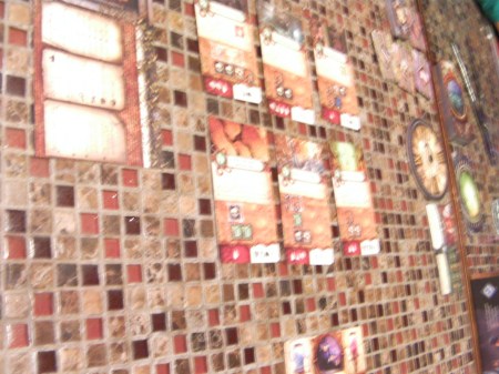 card game laid out on a table