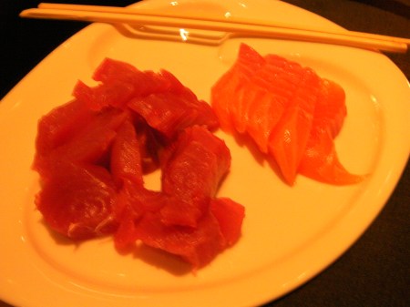 tuna and salmon sashimi