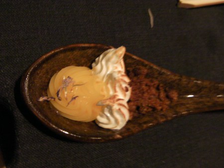 lemon custard, whip cream, hazelnut crunchy bits