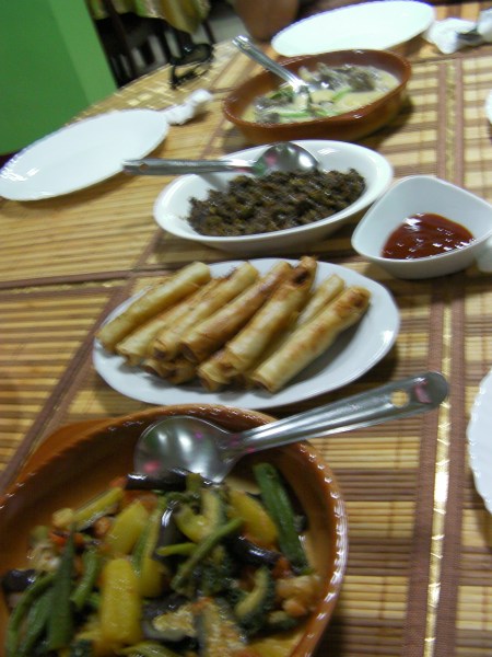 four plates of food